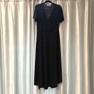 Asymmetrical polka dot dress black and white